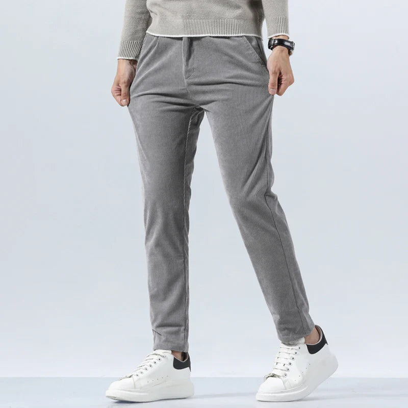 George Relaxed Trousers | Pleated Ribbed Side Pockets Trousers