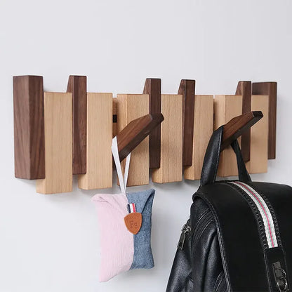 Minimalist Walnut Wood Wall-Mounted Coat Rack