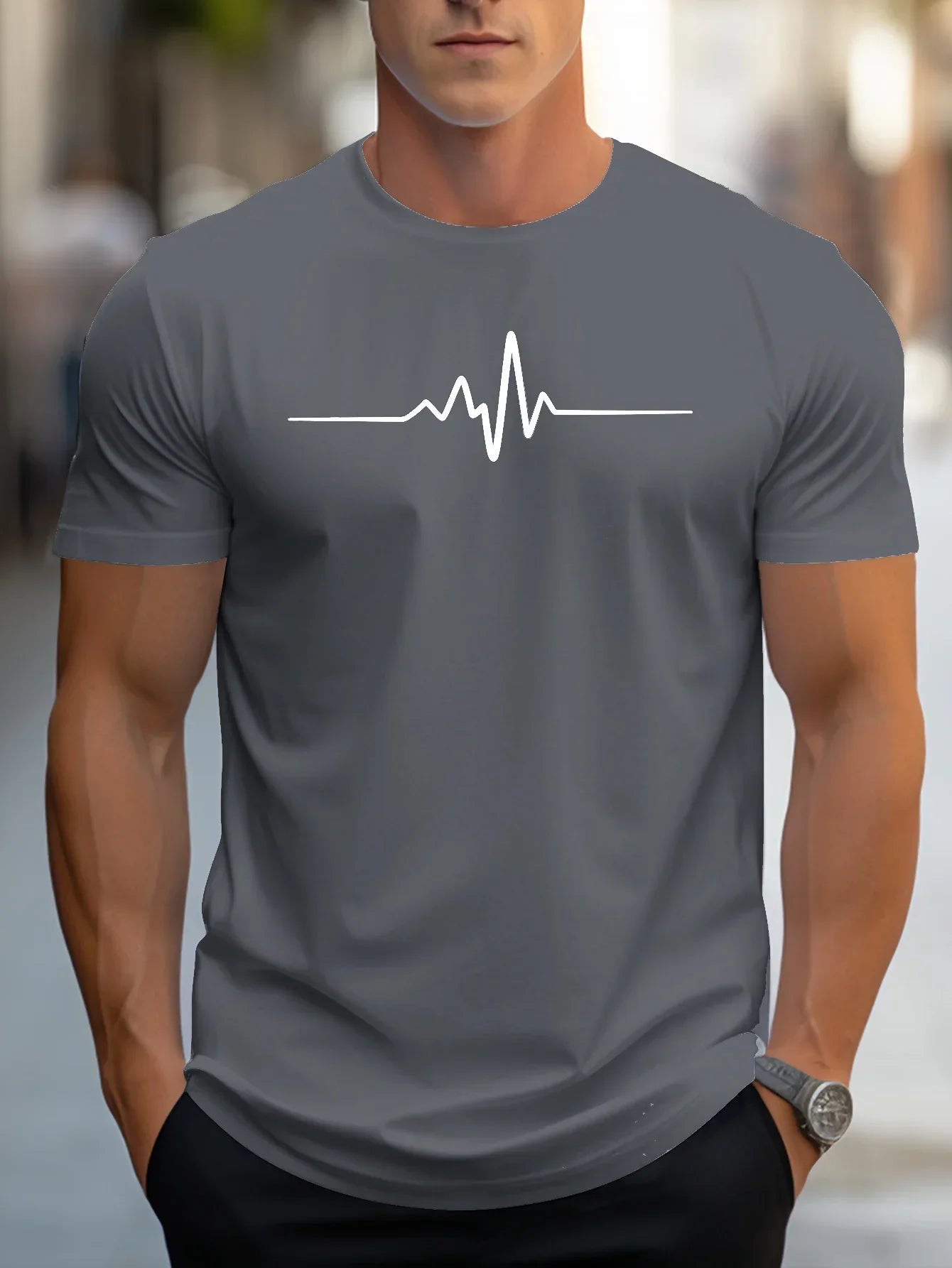 Men's T-shirt – Slim fit – Soft knit – Round neck – Short sleeve – Heart graphic