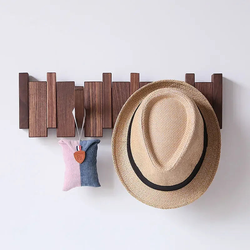 Minimalist Walnut Wood Wall-Mounted Coat Rack