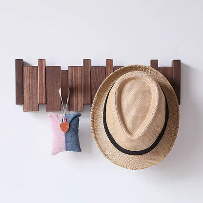 Minimalist Walnut Wood Wall-Mounted Coat Rack