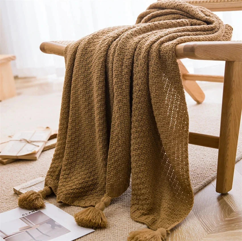 Scandinavian Bamboo Knit Throw Blanket