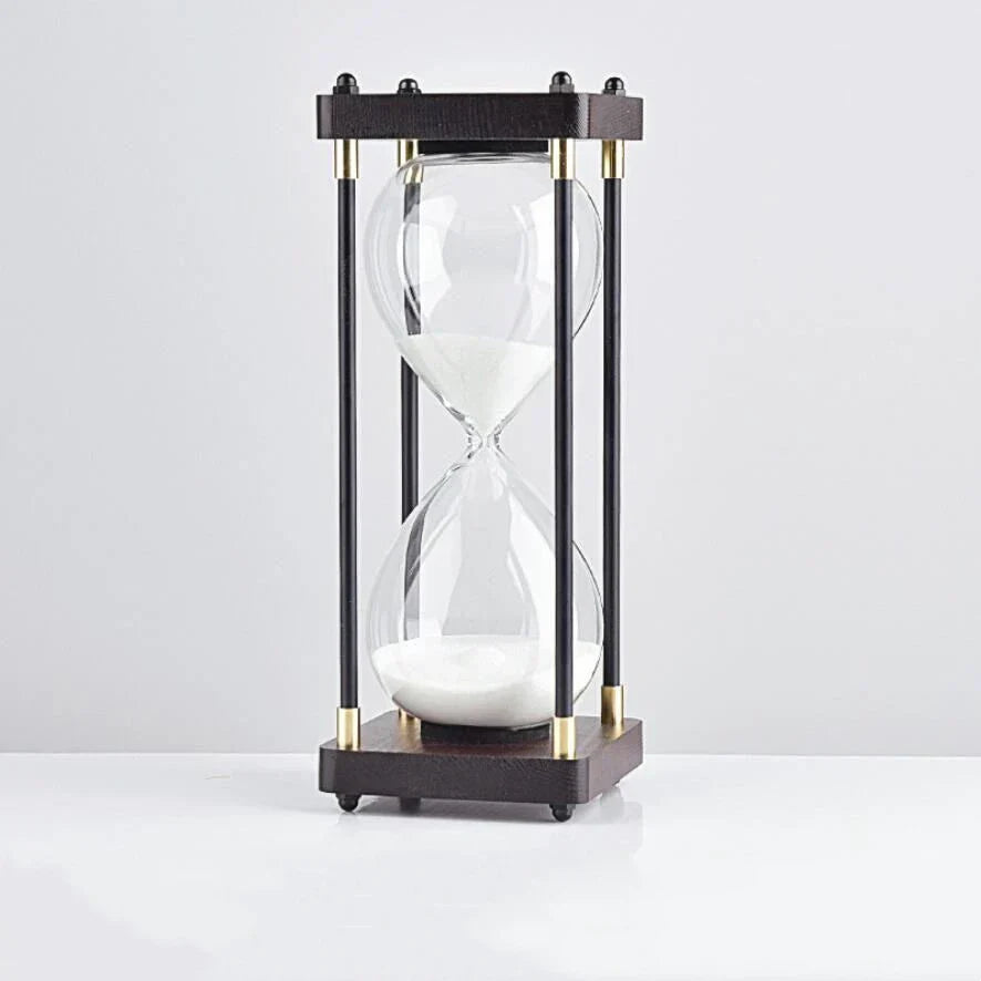 Minimalist Glass and Wood Hourglass Timer