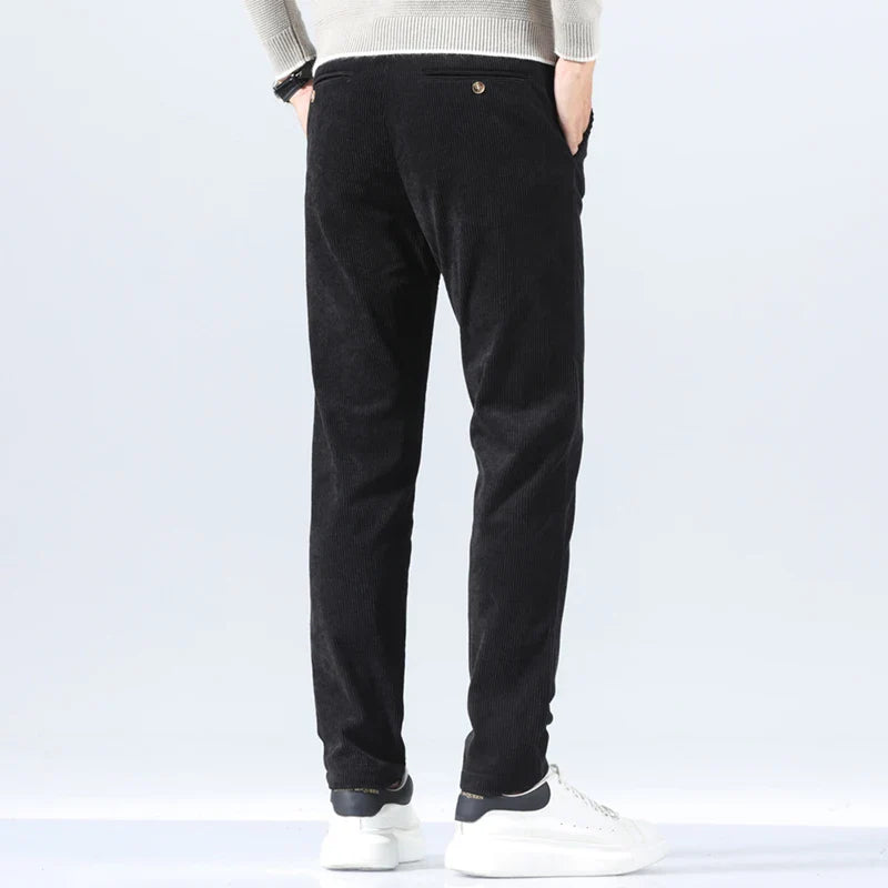 George Relaxed Trousers | Pleated Ribbed Side Pockets Trousers