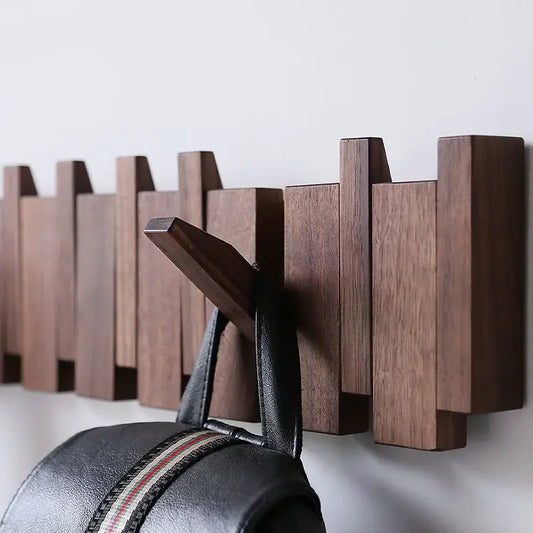 Minimalist Walnut Wood Wall-Mounted Coat Rack