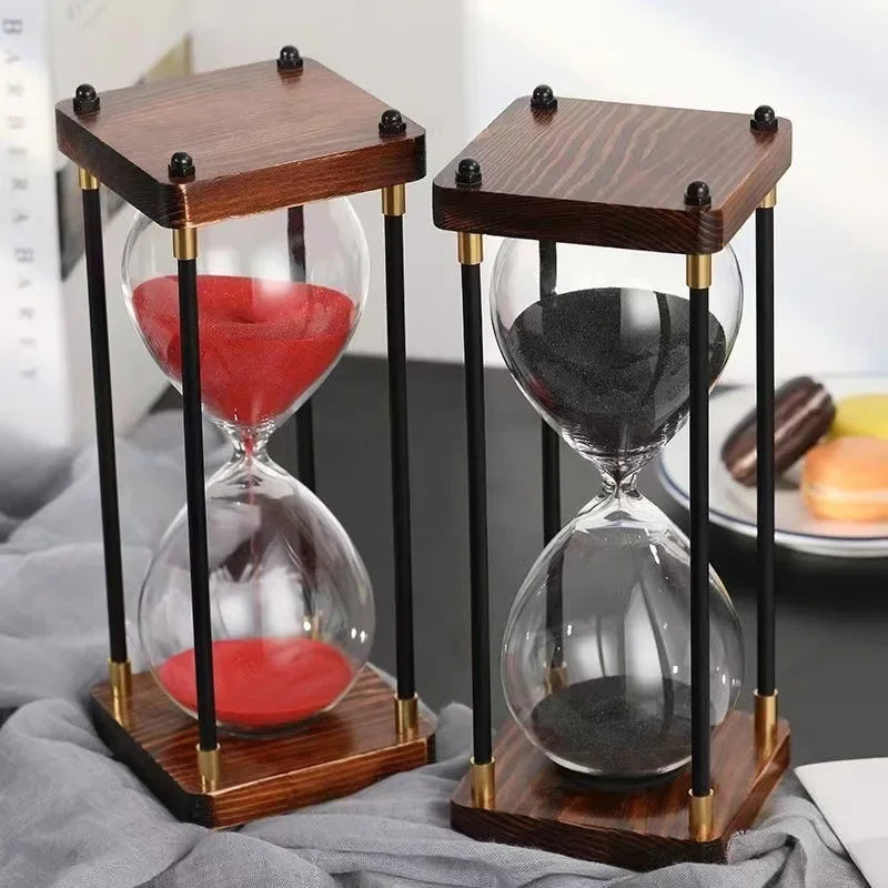Minimalist Glass and Wood Hourglass Timer