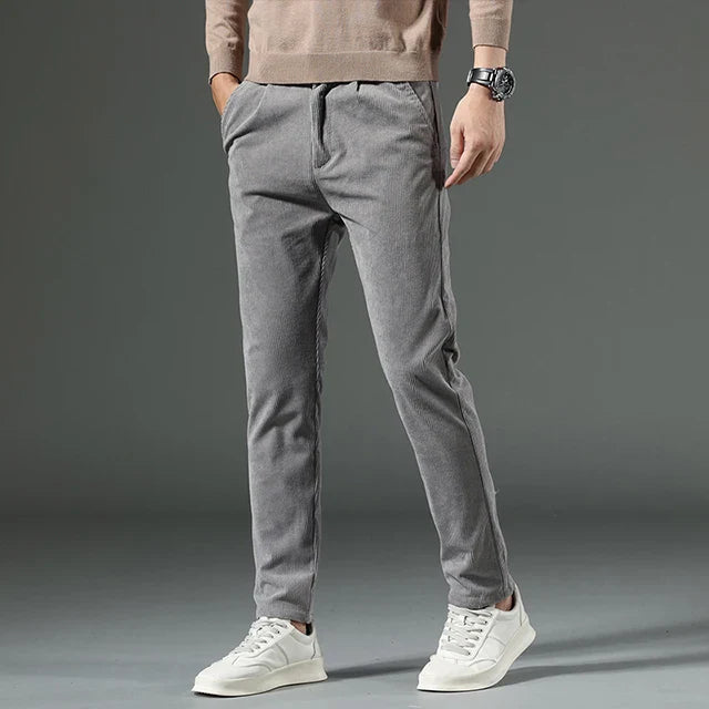 George Relaxed Trousers | Pleated Ribbed Side Pockets Trousers