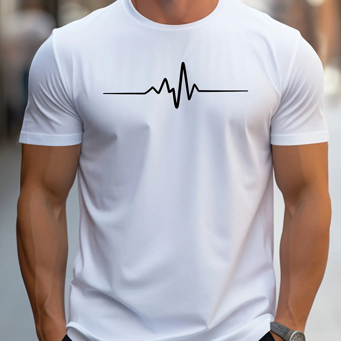 Men's T-shirt – Slim fit – Soft knit – Round neck – Short sleeve – Heart graphic
