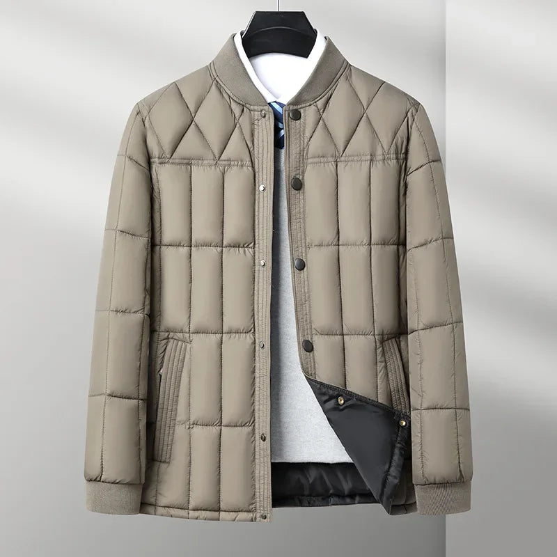 Arthur Quilted Bomber Jacket | Ribbed Collar Button Front Bomber Jacket