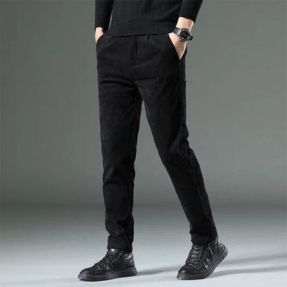 George Relaxed Trousers | Pleated Ribbed Side Pockets Trousers