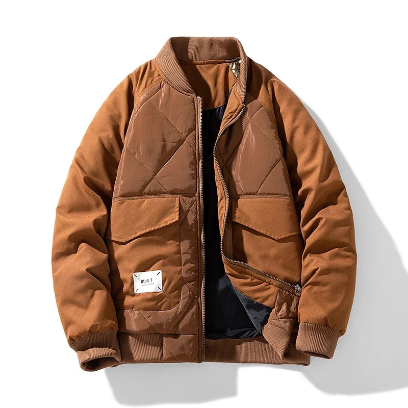 Theodore Quilted Bomber Jacket | Collared Hip-Length Bomber Jacket