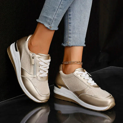 Isla Platform Sneakers | Lace-Up Metallic Accent Platform Sneakers