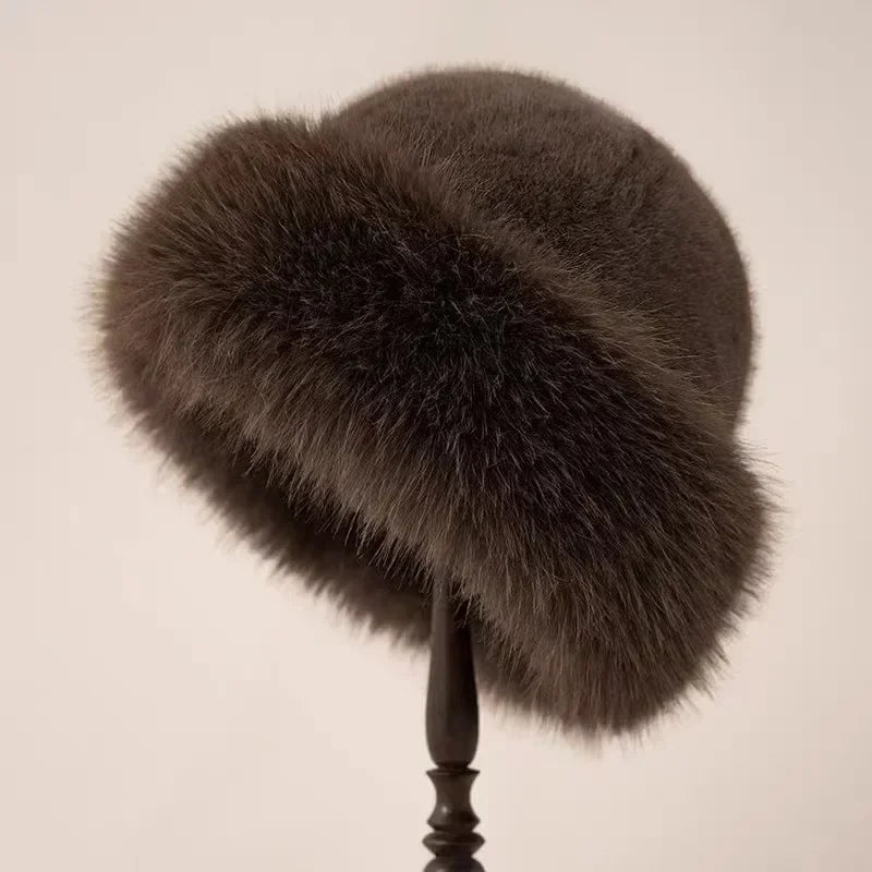Isla Wool-Blend Rounded Fit Fur Hat | Plush Texture Rolled Brim Hat