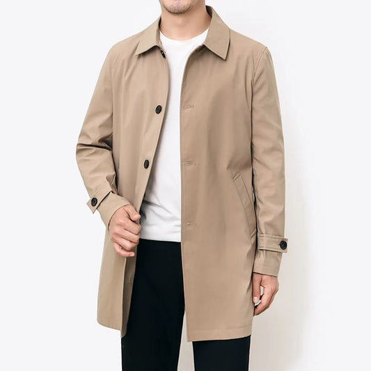 Men's Windbreaker – Relaxed Fit – Water-Repellent – Mid-Length – Button Closure