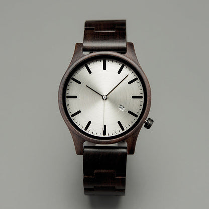 Sebastian Wooden Quartz Wristwatch | Minimalist Dial Date Window Wristwatch