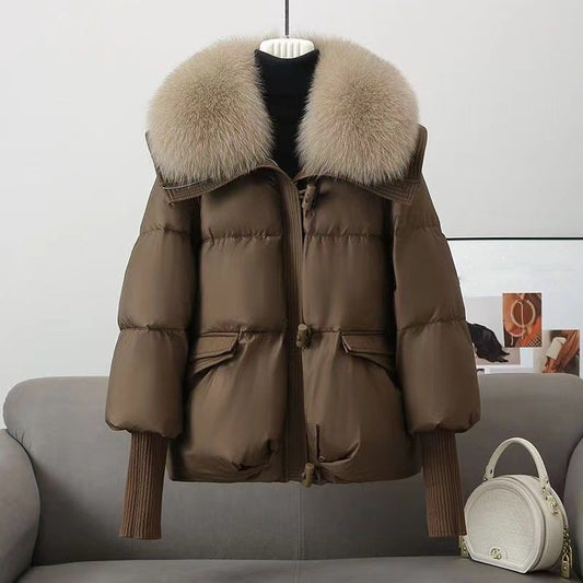 Women’s Jacket - Synthetic - Oversized Fit - Quilted - Faux Fur Collar - Hip Length