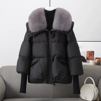 Women’s Jacket - Synthetic - Oversized Fit - Quilted - Faux Fur Collar - Hip Length
