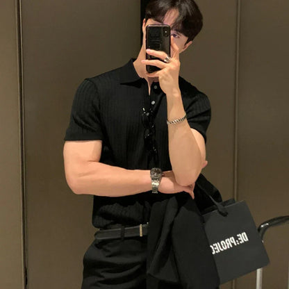 Men's Polo T-shirt – Slim Fit – Soft Rib Knit – Short Sleeve Smart Casual