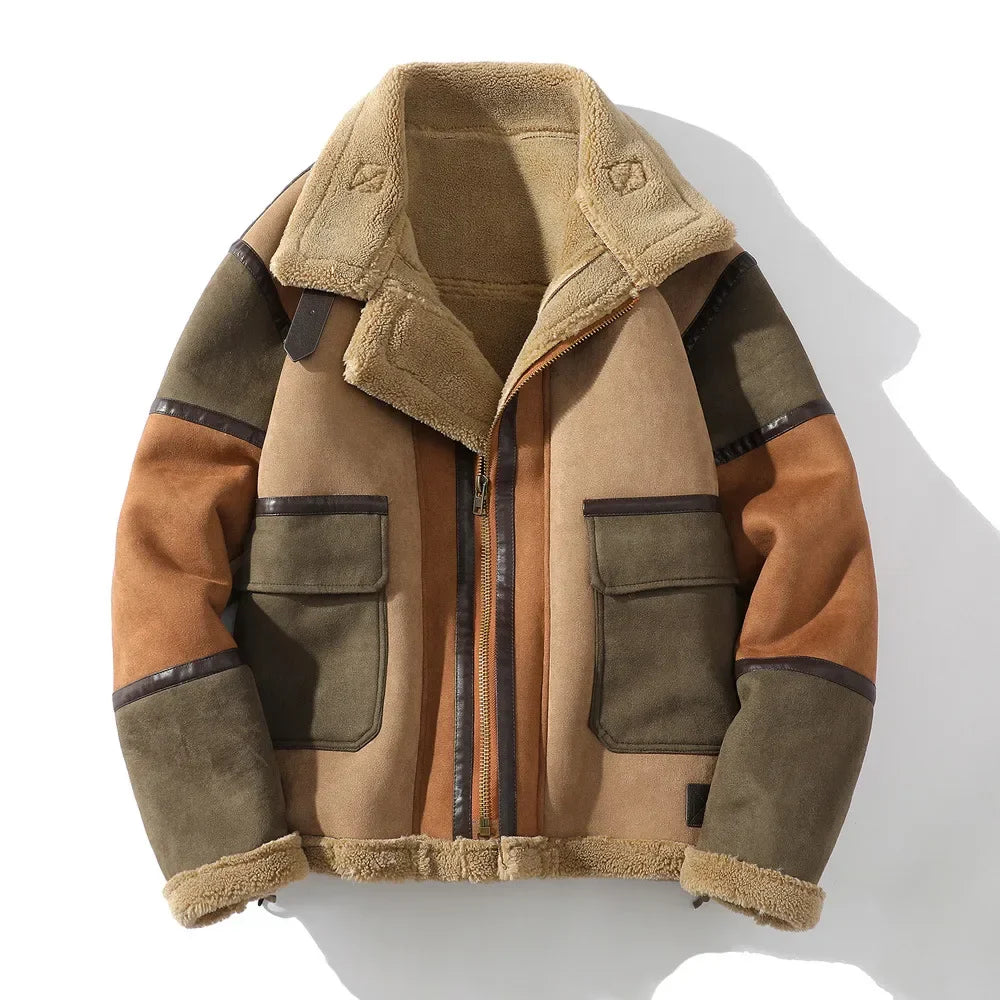 Arthur Relaxed Fit Aviator Jacket | Color Block Collared Jacket