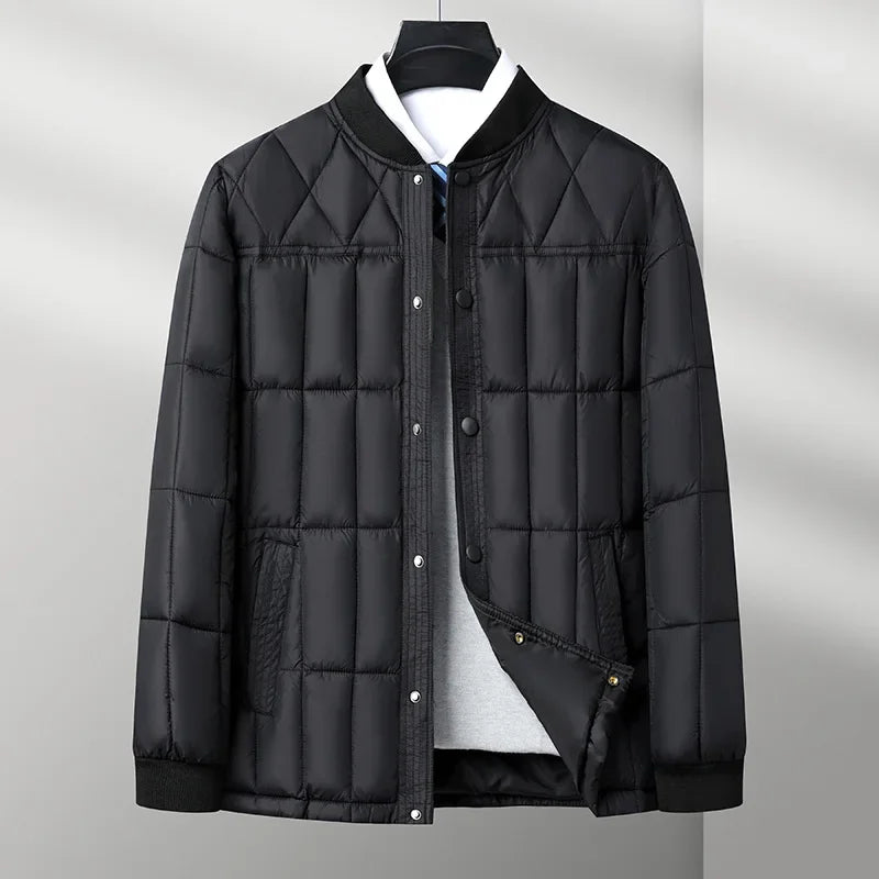 Arthur Quilted Bomber Jacket | Ribbed Collar Button Front Bomber Jacket