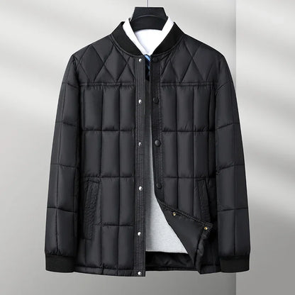 Arthur Quilted Bomber Jacket | Ribbed Collar Button Front Bomber Jacket