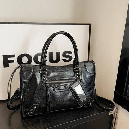 Luna Faux Leather Structured City Bag | Top Handle Shoulder Strap City Bag