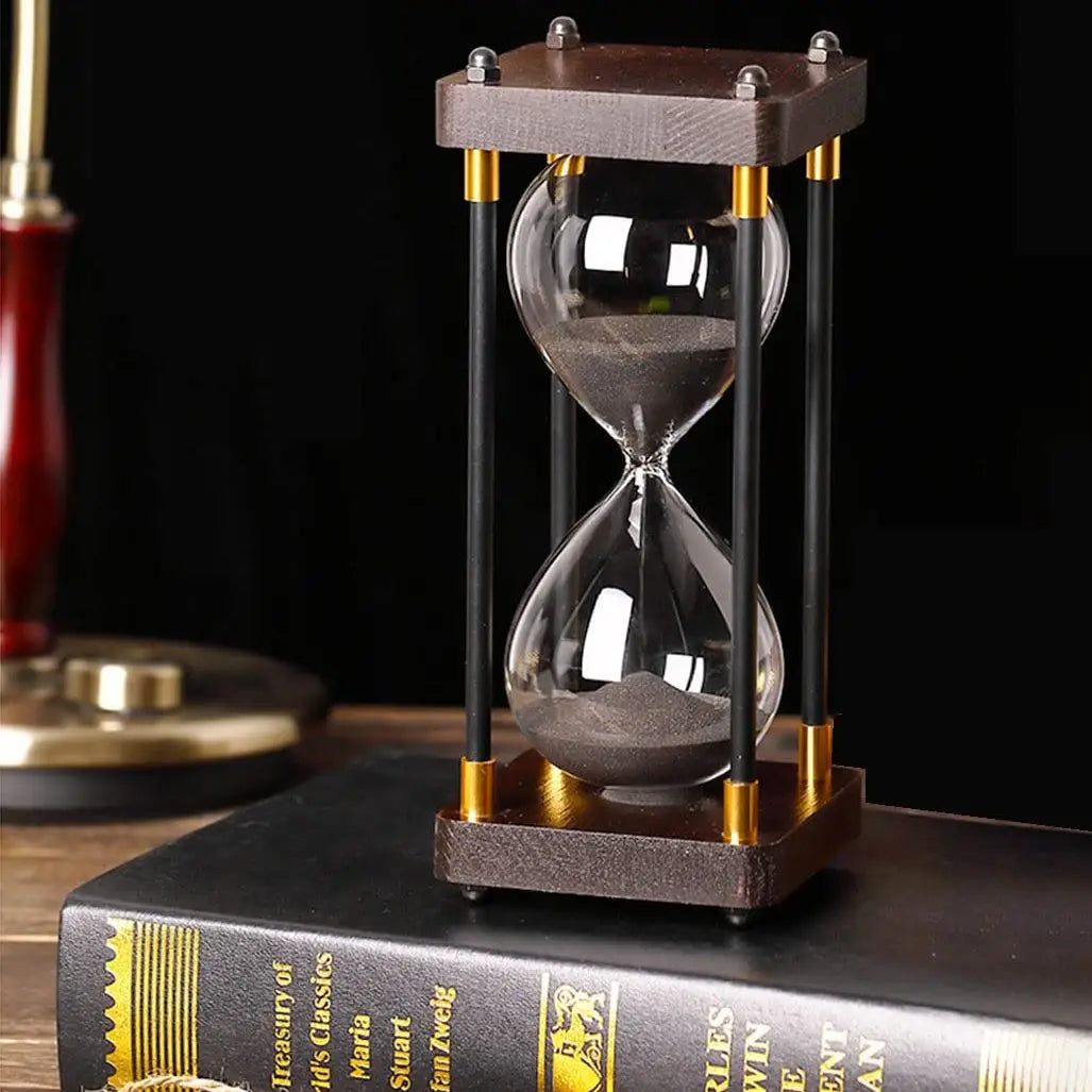Minimalist Glass and Wood Hourglass Timer