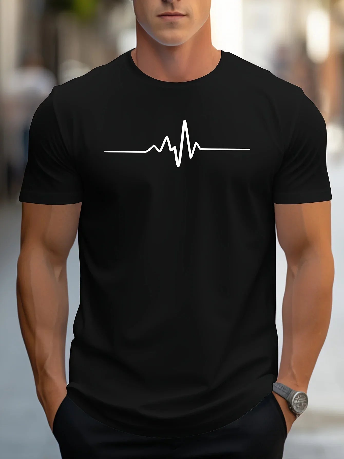 Men's T-shirt – Slim fit – Soft knit – Round neck – Short sleeve – Heart graphic