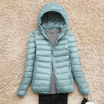 Women's Down Jacket – Lightweight Quilted – Tailored Fit – Hip Length with Hood