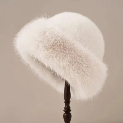 Isla Wool-Blend Rounded Fit Fur Hat | Plush Texture Rolled Brim Hat