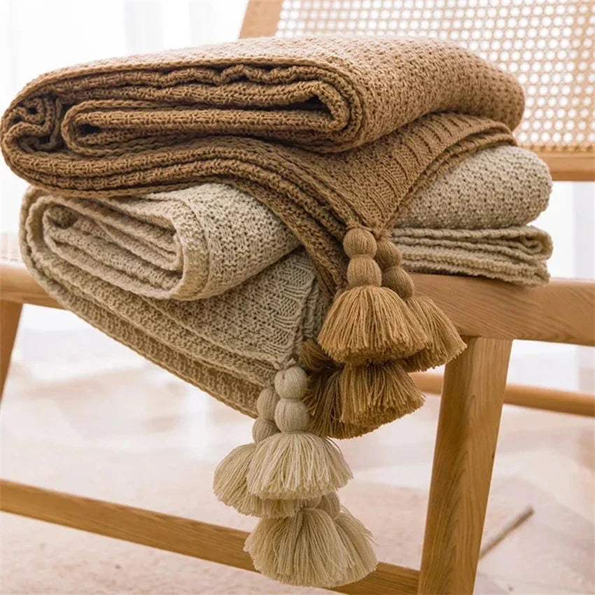 Scandinavian Bamboo Knit Throw Blanket