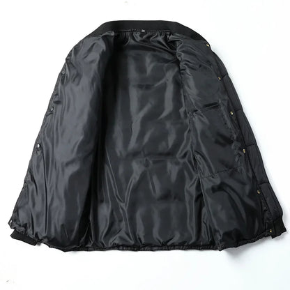 Arthur Quilted Bomber Jacket | Ribbed Collar Button Front Bomber Jacket