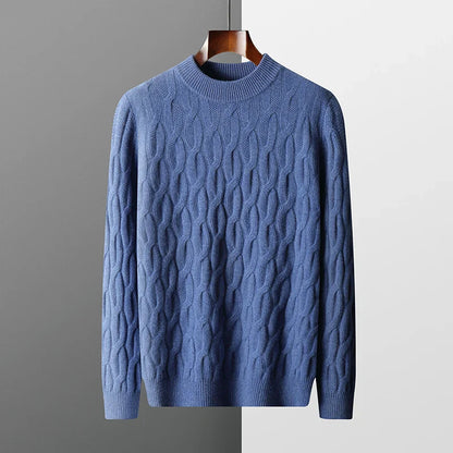 Joshua Textured Cable Knit Mock Neck Sweater | Ribbed Long Sleeve Sweater