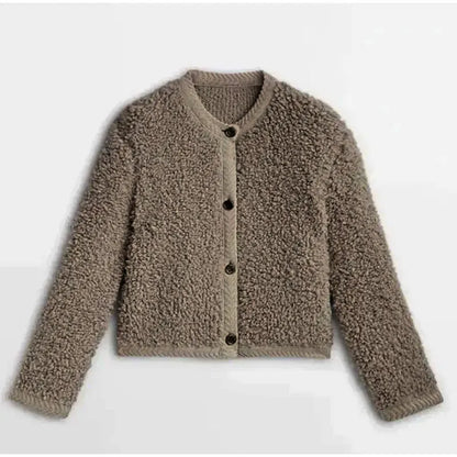 Women's Teddy Coat – Oversized Fit – Soft Fur Look – Button Closure – Collarless