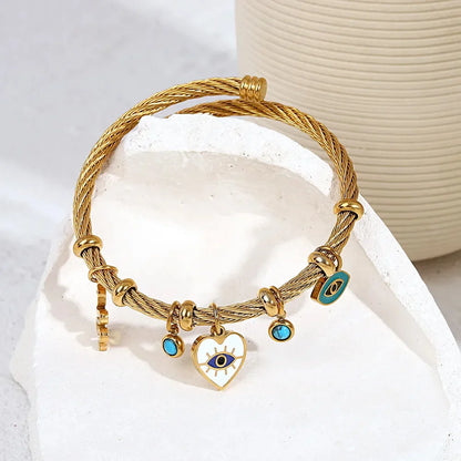 Isabella Twisted Cuff Charm Bracelet | Evil Eye Charms Bracelet