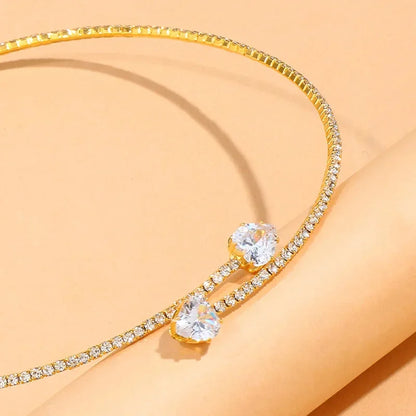 Sara Solid Choker Fit Choker Necklace | Sparkling Stones Heart Embellishment Necklace