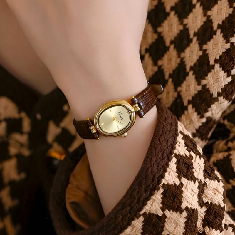 Amelia Oval Watch | Textured Strap Adjustable Band Watch