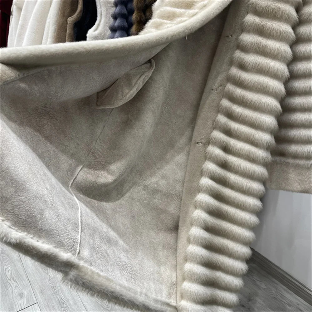 Isla Relaxed Fit Coat | Stand Collar Banded Fur Trim Coat