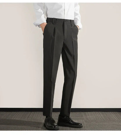 Men's Trousers – Classic Fit – Straight Leg – Light Cotton Blend – With Pleats