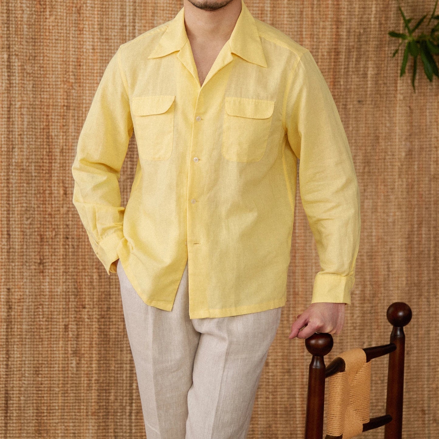 Men's Shirt – Linen – Relaxed Fit – Long Sleeve – Button Closure – Chest Pockets