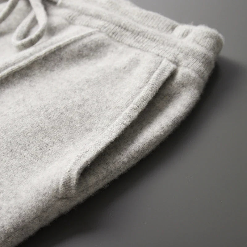 Daisy Wool-Blend Relaxed Fit Trousers | Drawstring Waist Side Pockets Trousers