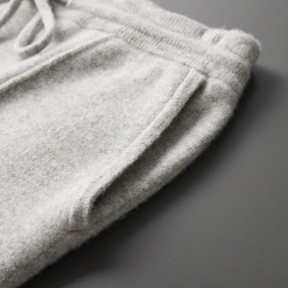 Daisy Wool-Blend Relaxed Fit Trousers | Drawstring Waist Side Pockets Trousers