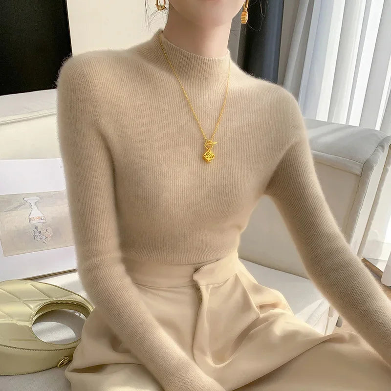 Isla Slim Fit Mock Neck Sweater | Ribbed Hip-Length Sweater