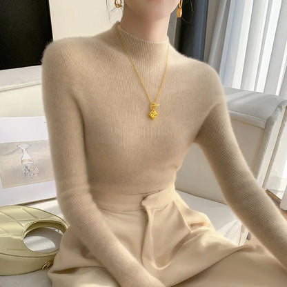 Isla Slim Fit Mock Neck Sweater | Ribbed Hip-Length Sweater