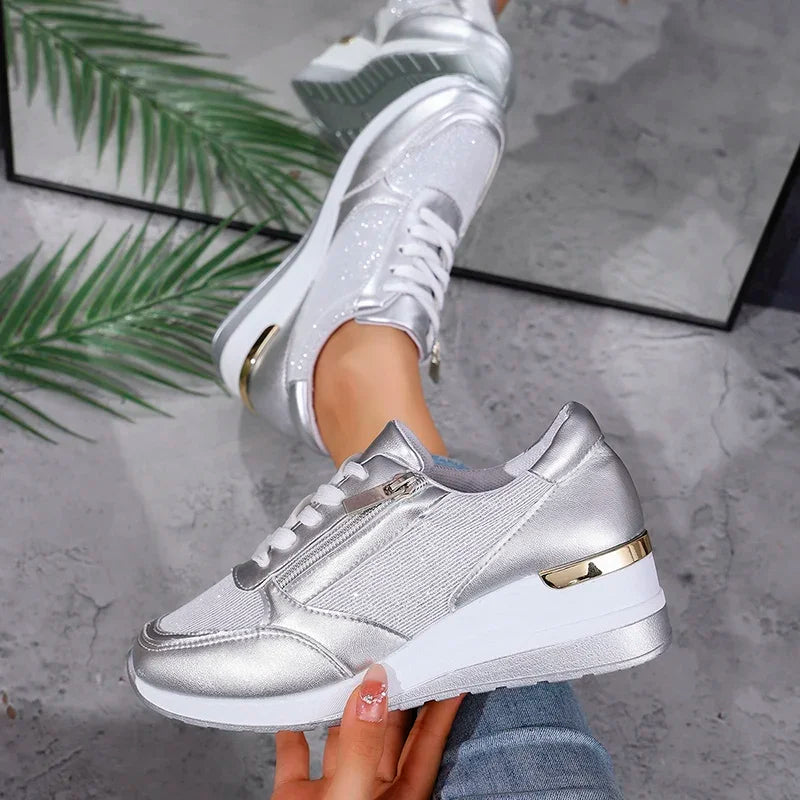 Isla Platform Sneakers | Lace-Up Metallic Accent Platform Sneakers