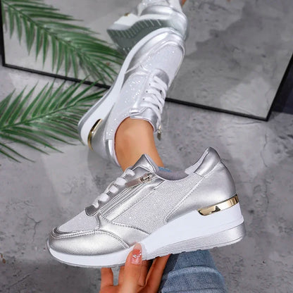 Isla Platform Sneakers | Lace-Up Metallic Accent Platform Sneakers