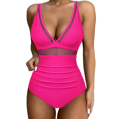 Swimsuit for Women – Sculpting Fit – Mesh Details – High Leg Cut – Adjustable Straps