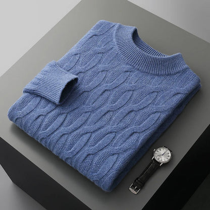 Joshua Textured Cable Knit Mock Neck Sweater | Ribbed Long Sleeve Sweater