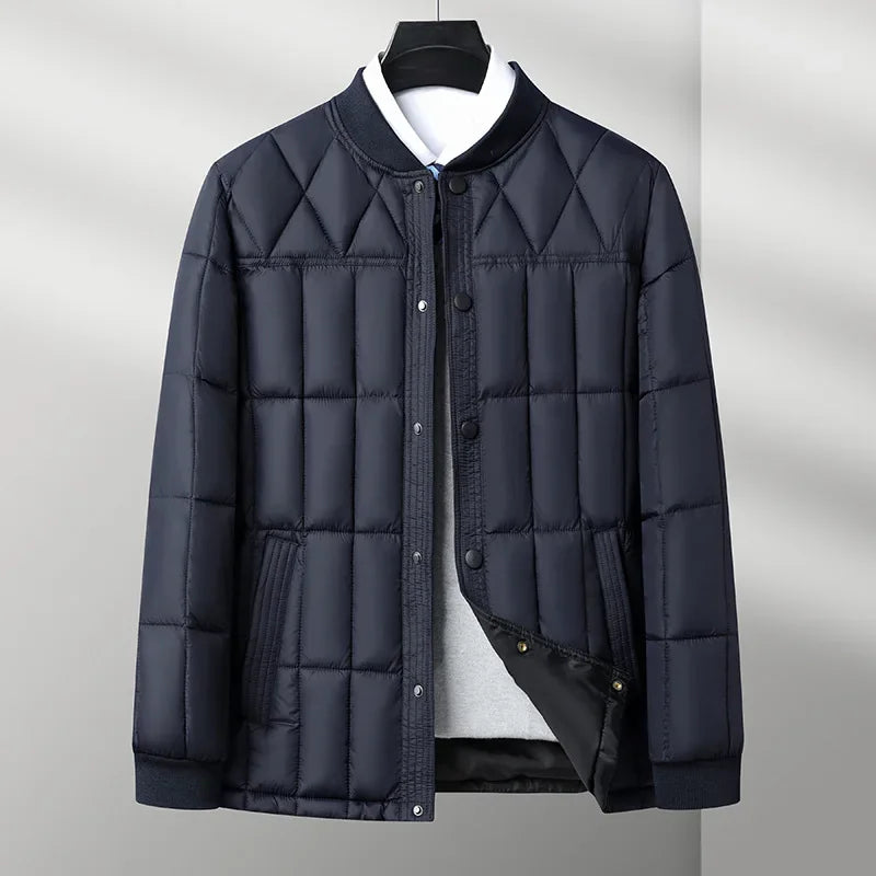 Arthur Quilted Bomber Jacket | Ribbed Collar Button Front Bomber Jacket
