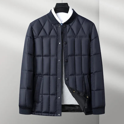 Arthur Quilted Bomber Jacket | Ribbed Collar Button Front Bomber Jacket